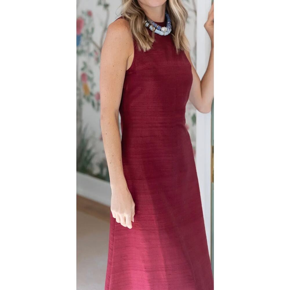 Julia Armory Dress Jane 100% Dupioni Silk Sleeveless Column Maxi size Small - Picture 3 of 10